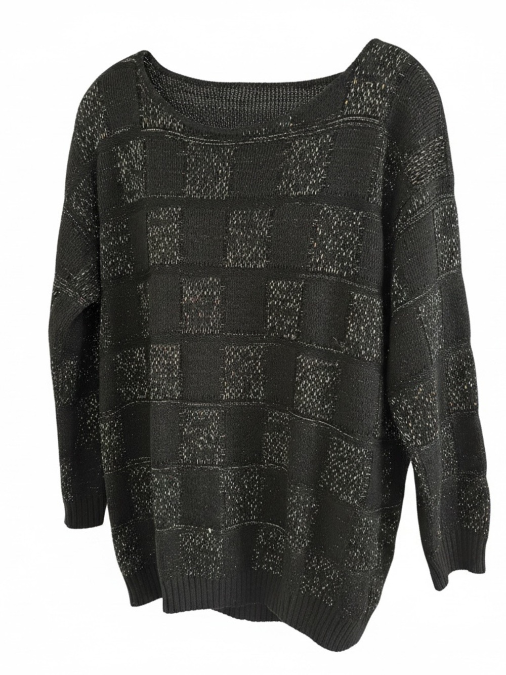 Keneth Too VTG Jewel Tone
Tinsel Check Knit Pattern
Crewneck Sweater Top